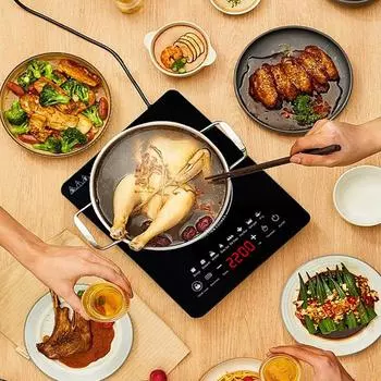 2200 Вт мощная электрическая индукционная плита черная керамическая стеклянная пластина сенсорная панель водонепроницаемая таймер многофункциональная кухонная утварь us чёрный