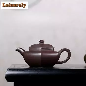 220 мл изысканный чайник из фиолетовой глины Исин, шестиугольный чайник ручной работы известных художников, чайник из необработанной руды, фиолетовый глиняный чайник, чайный сервиз Zisha, ремесло Cha