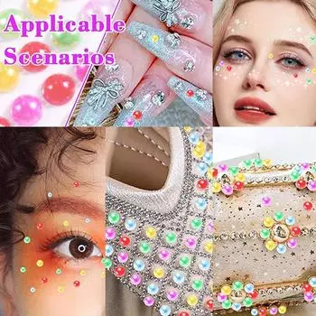 220 шт. микс 3456 мм разноцветные жемчужные наклейки самоклеящиеся наклейки для лица тени для век украшения для вечеринки и фестиваля драгоценности наклейки 220pcs
