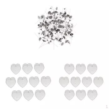 220 шт. пластиковые прозрачные чайные чашки в форме сердца, контейнеры для воска для свечей, пустой хлопок 30 мм