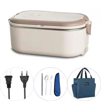 220 В 110 В электрический ланч-бокс из нержавеющей стали, подогреватель пищи, подогреватель Bento Box 1 л, вилка EU US, школьный офисный термостатический нагреватель 18 Вт 110 - US Plug