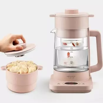 220 В 1,5 л электрическая кастрюля для тушения, интеллектуальная многофункциональная бытовая пароварка, мини-чайник, тушилка, машина для приготовления пищи розовый