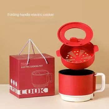 220 В 2 уровня электрическая машина для приготовления пищи с пароваркой мини-сковорода-жаровня мультиварка красный