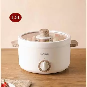 220 В 2 уровня мультиварка электрическая горячая кастрюля 1.5 л бытовая машина для тушения сковорода с пароваркой 20 см диаметр 220V&us белый