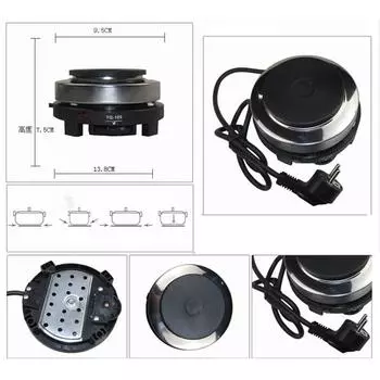 220 В 500 Вт Мини-Электрическая Плита Многофункциональный Портативный Кухонный Обогреватель 13.5X13.5X7CM чёрный