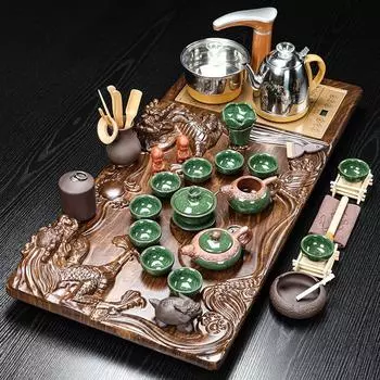 220 В автоматический электрический чайник, чайный сервиз, керамический чайный сервиз, китайский чайный сервиз в стиле кунг-фу, заварочный чайник с подносом для чая, столик 220V