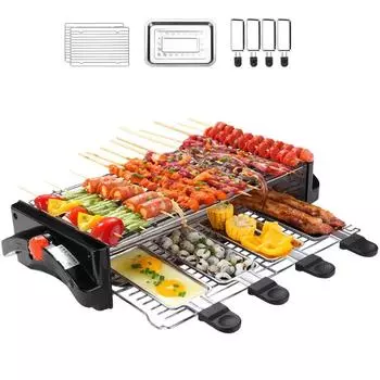 220 В бездымный гриль для мяса, электрическая духовка для барбекю с 4 мини-пластинами для гриля EU