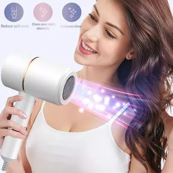 220 В фен для волос с синим светом, электрический прибор для ухода за волосами, складная бытовая техника с горячим и холодным ветром для парикмахерской фиолетовый