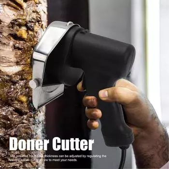 220 В ломтерезка для жареного мяса Коммерческий электрический нож для шашлыка Резак для шаурмы Ручная машина для нарезки мяса на гриле Нож для гироскопа EU чёрный