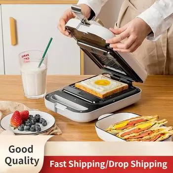 220 В Машина для завтрака Горшок для выпечки хлеба Многофункциональная антипригарная сэндвичница Тостер Вафельница