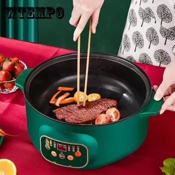 220 В мини-многофункциональная электрическая кухонная машина бытовая одно-/двухслойная кастрюля мульти электрическая рисоварка с антипригарным покрытием 22CM