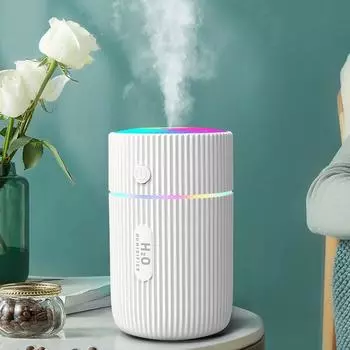 220ML Mini Air Humidifier Car Interior Smart Purifier USB Charging with Colorful LED Night Summer Cool Mist Sprayer Diffuser белый