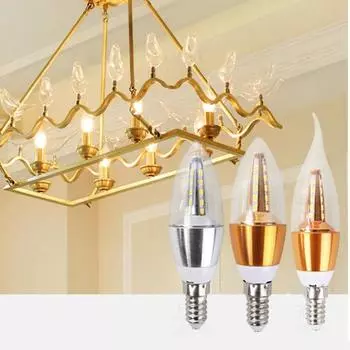 220V 5W Светодиодная лампа-свеча E14 Водонепроницаемая алюминиевая энергосберегающая лампа 380#