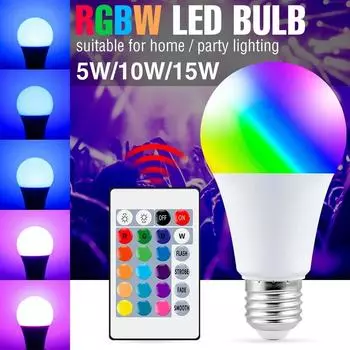 220V E27 RGB LED Light Bulb Bombillas LED 5W 10W 15W IR Remote Control Changeable Colorful RGBW Led Lamp Spotlight Bulb