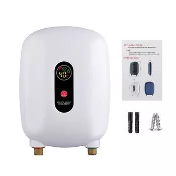 220В Электрический водонагреватель Мгновенный нагрев воды Высокое давление Высотное здание Старый дом применять 3500 Вт Портативные бытовые водонагреватели белый