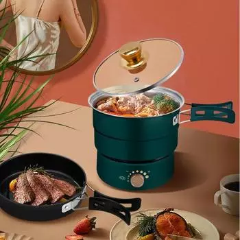 220V Travel Rice Cooker Portable Split Frying Pan Electric Stew Soup Pot Boiler Cooking Skillet Mini Hotpot Food Steamer EU белый