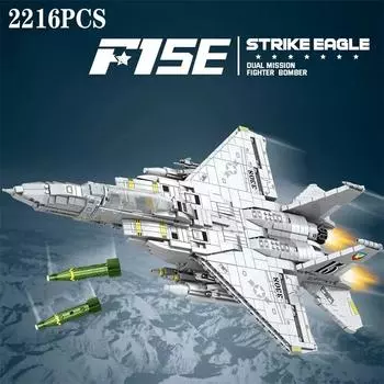 2216 шт., военные F-15 Strike Eagle Fighter, строительные блоки, круизный бомбардировщик ВВС, модель кирпичей, сбор новогодних подарков, детские игрушки