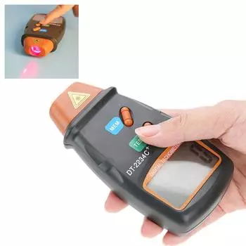 2234C+ Бесконтактный цифровой ЖК-лазерный фототахометр Мини-тестер оборотов в минуту Цифровой тахометр Тахометр Цифровой тахометр