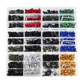 223 шт. Универсальный комплект винтов для обтекателя ветрового стекла мотоцикла, зажимов, пружинных болтов для Kawasaki, Suzuki, Honda, Yamaha чёрный