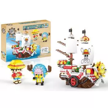 2247 шт. + Аниме One Piece Building Blocks Thousand Sunny Pirate Ship Luffy Tony Chopper Micro Bricks Figures для рождественского подарка No Box