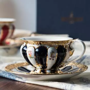 225 мл керамическая кофейная кружка European Court Phnom Penh Cup роскошная дневная камелия керамическая кружка для латте чашка питьевая утварь 110ML чёрный