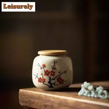 225 мл расписанный вручную лотосовый чайный ящик-органайзер японская трава дерево серый контейнеры для хранения чая чайница Dahongpao Cha украшение