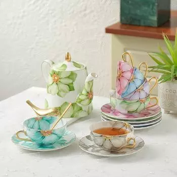 225 мл роскошные кофейные чашки и блюдца европейские кофейные чашки из костяного фарфора английский послеобеденный чайный сервиз керамические чашки ароматизированные чайные кружки 225ML