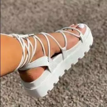 225 new summer wedge heel platform women s sandals fish mouth thick heel high heels straps women s slippers 36 белый