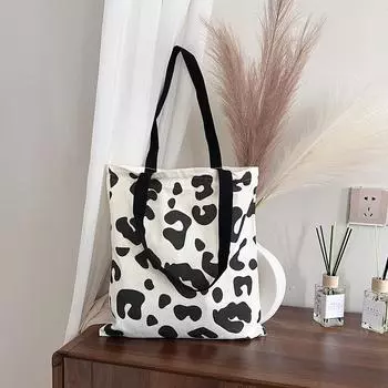 225 новая сумка большая холщовая сумка студентка черно-белый горошек маленькая квадратная сумочка студентка ручная 35*38*5cm