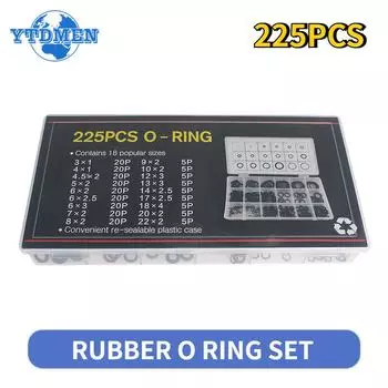 225 шт. резиновых колец O-Ring Set 18 Size O-Ring шайба прокладка уплотнительный набор набор для сантехнического крана, автомобильный, кондиционер