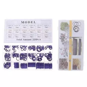 225 шт. уплотнительное кольцо R134A, набор резиновых шайб для автомобильного кондиционера, набор коробок фиолетовый