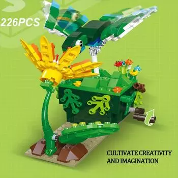 226 шт., строительные блоки с изображением колибри, цветов, животных, растений, креативная сборка, кирпич, украшение для рабочего стола, детские игрушки, рождественские подарки
