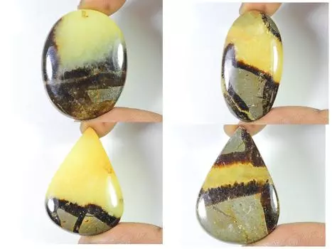 227Cts. Натуральный черный септарин микс кабачон россыпью драгоценный камень 4 шт. лот 35-41 мм RQ-1260