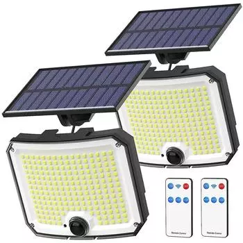 228 светодиодных уличных солнечных светильников, водонепроницаемые, с датчиком движения PIR, настенный светильник, 3 режима освещения, садовый патио, солнечный светильник