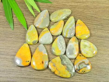 228Cts. AAA Bumblebee Jasper Pear Cabochon Loose Gemstone 14Pcs Lot 24-31MM RQ-2328