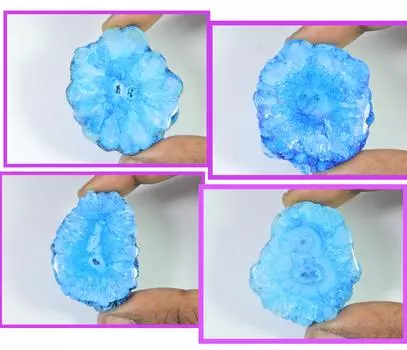 228Cts. Окрашенный солнечный друзовый агат 4 шт. хрустальные драгоценные камни россыпью 35-43 мм RQ-1110