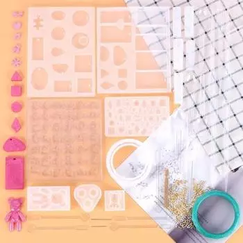 229 Pieces of Jewelry Mold Earrings Pendant Necklace Mold Silicone Resin Casting DIY Craft Kit A