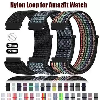 22/20 мм нейлоновая петля для Amazfit GTS4/2/3/3pro/2e/GTS2 Mini/GTR 4 42/47 мм/GTR 2e/stratos браслет для Amazfit Bip/U/S/lite GTS 4 mini разноцветный