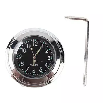 22?25 мм универсальные часы на руль мотоцикла с металлическим креплением на руку и циферблатом (Черный циферблат) чёрный