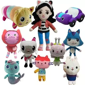 22-25 см Kawaii Gabby кукольный домик плюшевые игрушки мультяшные мягкие животные Русалка кошка плюшевые куклы для детей подарки на Рождество и день рождения синий белл