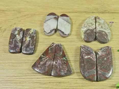 22-29MM натуральный сумасшедший кружевной агат микс подобранная пара россыпью драгоценных камней лот 5 пар RQ-2359