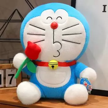22/38см Мультяшный Дораэмон Держит Розу Плюшевые Игрушки Милые Мягкие Набивные Аниме Счастливый Дораэмон Плюшевая Игрушка Подарки 22cm синий