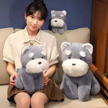 22~45 см креативная имитация милой собаки плюшевая игрушка мягкая подушка в виде животного прекрасный мультяшный щенок шнауцера кукла подарок на день рождения Рождество 22cm серый