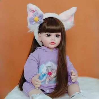 22 55 см полный комплект силиконового тела кукла реборн для девочек с красивой одеждой реалистичные длинные волосы кукла для новорожденных принцесса для маленьких девочек игрушка в подарок 55cm
