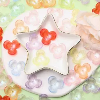 22,6 мм трехлепестковые цветы прямое отверстие выдолбленные бусины ручной работы из бисера 10 шт. цепочка для мобильного телефона акриловая заколка аксессуары красный