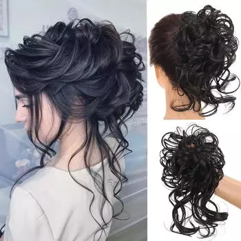 22 цвета синтетические волосы пучок беспорядочные шиньоны вьющиеся волосы эластичные резинки для волос накладные волосы для женщин шпильки черный и коричневый