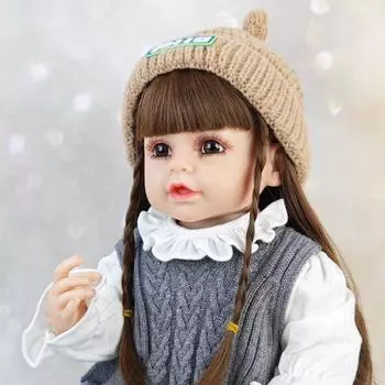 22 дюйма может стоять кукла реборн комплект младенцев реборн силиконовые виниловые куклы для девочек имитация ребенка украшение дома кукла игрушки подарки Full set (doll+clothes)