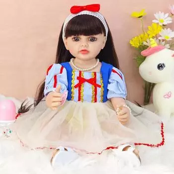 22 дюйма полностью силиконовая виниловая кукла реборн девочка кукла 55 см новорожденная большие глаза куклы младенцы для девочек дети рождественские подарки на день рождения Full set (doll+clothes)