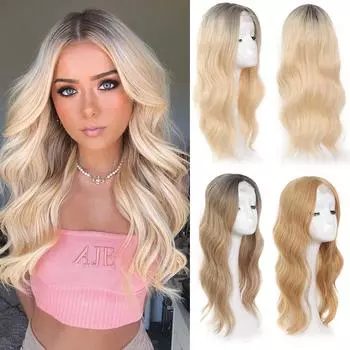 22 дюйма синтетические парики с верхним слоем волнистые шпильки для волос на макушке женской головы накладные волосы естественно вьющиеся коричневые черные