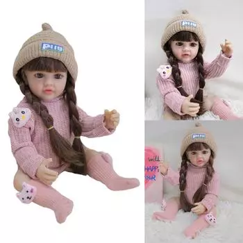 22-дюймовая длинная косичка, кукла-младенец, стираемая вручную, перерожденная девочка, кукла-младенец с подвижными конечностями, детская интимная кукла-компаньонка